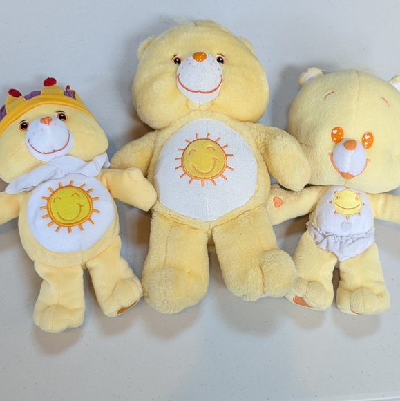 Vintage,Care Bears, Bundle Of Three Funshine Bears Including King Funshine - Picture 1 of 7